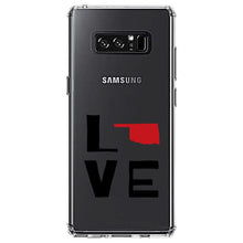 DistinctInk® Clear Shockproof Hybrid Case for Apple iPhone / Samsung Galaxy / Google Pixel - Oklahoma - Love Black & Red