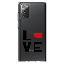 DistinctInk® Clear Shockproof Hybrid Case for Apple iPhone / Samsung Galaxy / Google Pixel - Oklahoma - Love Black & Red
