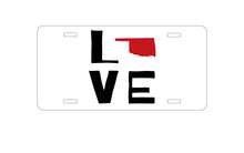 DistinctInk Custom Aluminum Decorative Vanity Front License Plate - Oklahoma - Love Black & Red