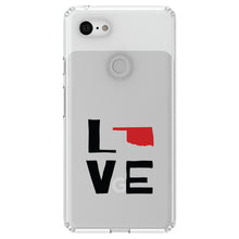 DistinctInk® Clear Shockproof Hybrid Case for Apple iPhone / Samsung Galaxy / Google Pixel - Oklahoma - Love Black & Red