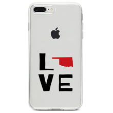 DistinctInk® Clear Shockproof Hybrid Case for Apple iPhone / Samsung Galaxy / Google Pixel - Oklahoma - Love Black & Red