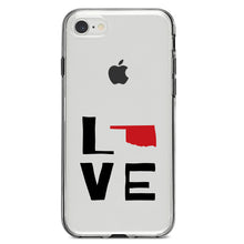 DistinctInk® Clear Shockproof Hybrid Case for Apple iPhone / Samsung Galaxy / Google Pixel - Oklahoma - Love Black & Red