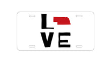 DistinctInk Custom Aluminum Decorative Vanity Front License Plate - Nebraska - Love Black & Red