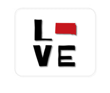 DistinctInk Custom Foam Rubber Mouse Pad - 1/4" Thick - South Dakota - Love Black & Red