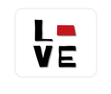 DistinctInk Custom Foam Rubber Mouse Pad - 1/4" Thick - North Dakota - Love Black & Red