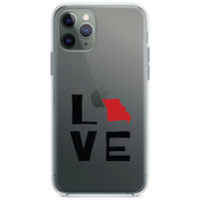 DistinctInk® Clear Shockproof Hybrid Case for Apple iPhone / Samsung Galaxy / Google Pixel - Missouri - Love Black & Red