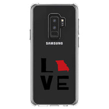 DistinctInk® Clear Shockproof Hybrid Case for Apple iPhone / Samsung Galaxy / Google Pixel - Missouri - Love Black & Red