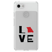 DistinctInk® Clear Shockproof Hybrid Case for Apple iPhone / Samsung Galaxy / Google Pixel - Missouri - Love Black & Red