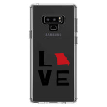 DistinctInk® Clear Shockproof Hybrid Case for Apple iPhone / Samsung Galaxy / Google Pixel - Missouri - Love Black & Red