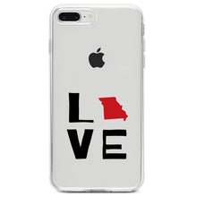 DistinctInk® Clear Shockproof Hybrid Case for Apple iPhone / Samsung Galaxy / Google Pixel - Missouri - Love Black & Red