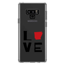 DistinctInk® Clear Shockproof Hybrid Case for Apple iPhone / Samsung Galaxy / Google Pixel - Arkansas - Love Black & Red