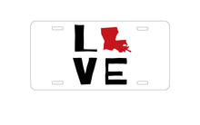 DistinctInk Custom Aluminum Decorative Vanity Front License Plate - Louisiana - Love Black & Red