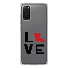 DistinctInk® Clear Shockproof Hybrid Case for Apple iPhone / Samsung Galaxy / Google Pixel - Louisiana - Love Black & Red