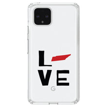 DistinctInk® Clear Shockproof Hybrid Case for Apple iPhone / Samsung Galaxy / Google Pixel - Tennessee - Love Black & Red