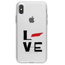 DistinctInk® Clear Shockproof Hybrid Case for Apple iPhone / Samsung Galaxy / Google Pixel - Tennessee - Love Black & Red