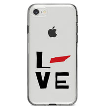 DistinctInk® Clear Shockproof Hybrid Case for Apple iPhone / Samsung Galaxy / Google Pixel - Tennessee - Love Black & Red