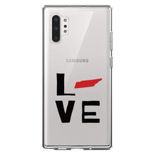 DistinctInk® Clear Shockproof Hybrid Case for Apple iPhone / Samsung Galaxy / Google Pixel - Tennessee - Love Black & Red