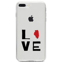 DistinctInk® Clear Shockproof Hybrid Case for Apple iPhone / Samsung Galaxy / Google Pixel - Illinois - Love Black & Red