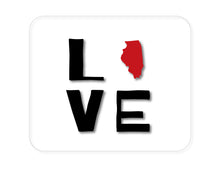 DistinctInk Custom Foam Rubber Mouse Pad - 1/4" Thick - Illinois - Love Black & Red