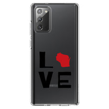 DistinctInk® Clear Shockproof Hybrid Case for Apple iPhone / Samsung Galaxy / Google Pixel - Wisconsin - Love Black & Red