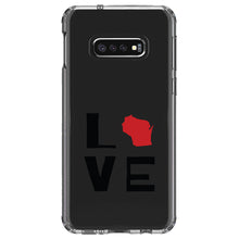 DistinctInk® Clear Shockproof Hybrid Case for Apple iPhone / Samsung Galaxy / Google Pixel - Wisconsin - Love Black & Red
