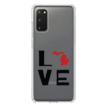 DistinctInk® Clear Shockproof Hybrid Case for Apple iPhone / Samsung Galaxy / Google Pixel - Michigan - Love Black & Red