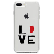 DistinctInk® Clear Shockproof Hybrid Case for Apple iPhone / Samsung Galaxy / Google Pixel - Indiana - Love Black & Red