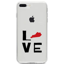 DistinctInk® Clear Shockproof Hybrid Case for Apple iPhone / Samsung Galaxy / Google Pixel - Kentucky - Love Black & Red