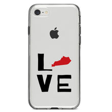 DistinctInk® Clear Shockproof Hybrid Case for Apple iPhone / Samsung Galaxy / Google Pixel - Kentucky - Love Black & Red