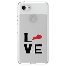 DistinctInk® Clear Shockproof Hybrid Case for Apple iPhone / Samsung Galaxy / Google Pixel - Kentucky - Love Black & Red