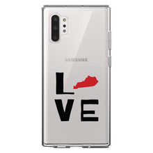 DistinctInk® Clear Shockproof Hybrid Case for Apple iPhone / Samsung Galaxy / Google Pixel - Kentucky - Love Black & Red