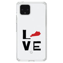 DistinctInk® Clear Shockproof Hybrid Case for Apple iPhone / Samsung Galaxy / Google Pixel - Kentucky - Love Black & Red
