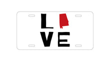 DistinctInk Custom Aluminum Decorative Vanity Front License Plate - Alabama - Love Black & Red