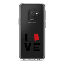 DistinctInk® Clear Shockproof Hybrid Case for Apple iPhone / Samsung Galaxy / Google Pixel - Alabama - Love Black & Red