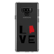 DistinctInk® Clear Shockproof Hybrid Case for Apple iPhone / Samsung Galaxy / Google Pixel - Alabama - Love Black & Red
