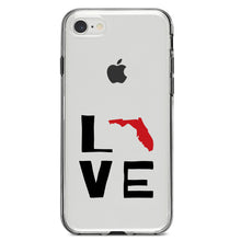 DistinctInk® Clear Shockproof Hybrid Case for Apple iPhone / Samsung Galaxy / Google Pixel - Florida - Love Black & Red