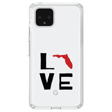 DistinctInk® Clear Shockproof Hybrid Case for Apple iPhone / Samsung Galaxy / Google Pixel - Florida - Love Black & Red