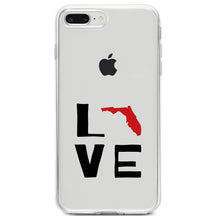 DistinctInk® Clear Shockproof Hybrid Case for Apple iPhone / Samsung Galaxy / Google Pixel - Florida - Love Black & Red