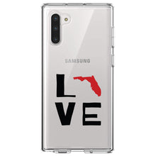 DistinctInk® Clear Shockproof Hybrid Case for Apple iPhone / Samsung Galaxy / Google Pixel - Florida - Love Black & Red