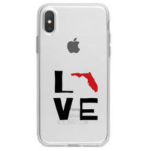 DistinctInk® Clear Shockproof Hybrid Case for Apple iPhone / Samsung Galaxy / Google Pixel - Florida - Love Black & Red