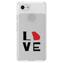 DistinctInk® Clear Shockproof Hybrid Case for Apple iPhone / Samsung Galaxy / Google Pixel - Georgia - Love Black & Red
