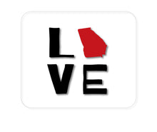 DistinctInk Custom Foam Rubber Mouse Pad - 1/4" Thick - Georgia - Love Black & Red