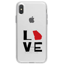 DistinctInk® Clear Shockproof Hybrid Case for Apple iPhone / Samsung Galaxy / Google Pixel - Georgia - Love Black & Red