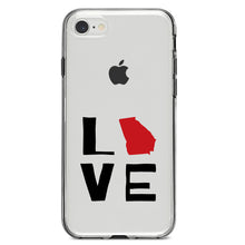 DistinctInk® Clear Shockproof Hybrid Case for Apple iPhone / Samsung Galaxy / Google Pixel - Georgia - Love Black & Red