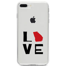 DistinctInk® Clear Shockproof Hybrid Case for Apple iPhone / Samsung Galaxy / Google Pixel - Georgia - Love Black & Red