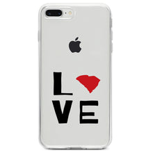 DistinctInk® Clear Shockproof Hybrid Case for Apple iPhone / Samsung Galaxy / Google Pixel - South Carolina - Love Black & Red