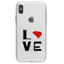 DistinctInk® Clear Shockproof Hybrid Case for Apple iPhone / Samsung Galaxy / Google Pixel - South Carolina - Love Black & Red