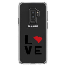 DistinctInk® Clear Shockproof Hybrid Case for Apple iPhone / Samsung Galaxy / Google Pixel - South Carolina - Love Black & Red