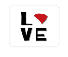 DistinctInk Custom Foam Rubber Mouse Pad - 1/4" Thick - South Carolina - Love Black & Red