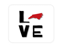 DistinctInk Custom Foam Rubber Mouse Pad - 1/4" Thick - North Carolina - Love Black & Red